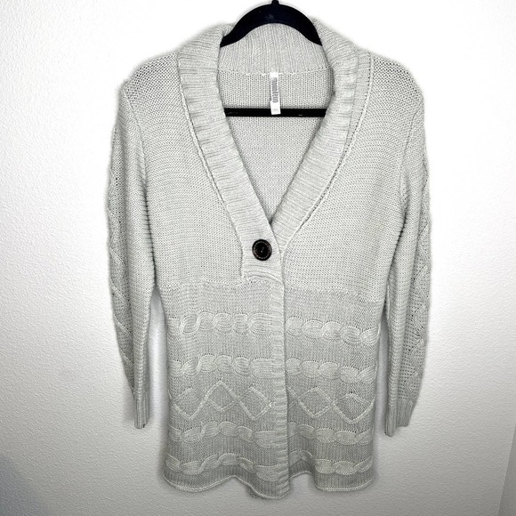 Monoreno Gray Long Sleeve Button Cozy Comfy Cardigan Sweater Size Small - Picture 1 of 11